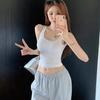 Camisola Grande U sin Espalda Color Sólido Sin Costuras Una Pieza Copa Fija Almohadilla de Pecho Sexual Espalda Hermosa Ajustado Hermosa Espalda Top
