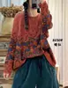 Suéter de Punto de Algodón Holgado Talla Grande con Estampado Artístico Vintage Nuevo Otoño/Invierno 2026 para Mujer