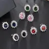 Brinco de clipe sem furo para orelha com zircônia microincrustada, argola de orelha sem furo requintada de luxo leve, brincos femininos de gota de rubi, brincos de alta qualidade para banquete da moda