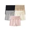 Shorts de Punto Elástico Retorcido con Puño de Tiro Alto Estilo Americano para Mujer, Nuevos Shorts Ajustados Bodycon Sexy de Otoño