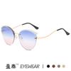 Nuevas gafas de sol de ojo de gato con marco recortado, gafas de sol de moda europeas y americanas, gafas de sol de color océano transfronterizo de moda para hombres y mujeres