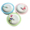 Tazón de plástico engrosado, impreso, con tapa, adecuado para uso doméstico, se puede usar como lavabo para verduras o como frutero para exhibir en la sala de estar