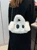 Bolsa de Pelúcia Versátil Outono e Inverno Nova Fofa Olhos Grandes Corrente de Pelúcia Transversal Bolsa Quadrada Pequena Bolsa de Mão Ombro