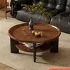 Mesa de café de madera maciza estilo medieval, redonda, retro francés, creativa, mesa de té, mesa pequeña para el hogar, sala de estar de apartamento pequeño, mesa de café