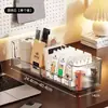 Caja de almacenamiento de escritorio multifuncional con divisores, portátil y retráctil, para organizar papelería y bolsitas de té, tamaño grande