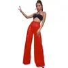 Calça Casual Fashion de Cintura Alta Transfronteiriça Europeia e Americana 2025 Amazon Lantejoula Solta Caimento Largo Perna Larga Verão Feminino