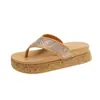 Nuevas chanclas de strass con plataforma gruesa 2026, moda transfronteriza europea y americana, chanclas cómodas de color liso para vacaciones en la playa para mujer