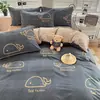 Juego de Ropa de Cama Fresco y Sencillo de Cuatro Piezas, Funda de Edredón, Ropa de Cama Individual para Dormitorio de Chicas, Uso en el Hogar, Lavable, Conjunto Moderno de Tres Piezas