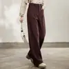 Nuevos pantalones de traje casual de alta gama grises para mujer de Sudu, hechos de lana de oveja y acetato, de cintura alta, con caída, corte recto, pantalones de pierna ancha holgados