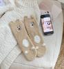 Calcetines de Terciopelo Coral que No Sueltan Pelusa para Mujer, Calcetines con Orejas de Oso Estéreo, Dibujos Animados para el Suelo, Espesos Cálidos para Dormir de Otoño e Invierno