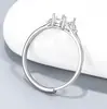 Anel S925 de prata esterlina maciça 5x7mm com cravação vazia para DIY de moissanita, com um design minimalista, de alta qualidade, de quatro garras oco estilo estrela cadente em estilo japonês e coreano