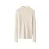 Suéter de cachemira de cuello medio simple de color liso a rayas, clásico básico, ajuste ceñido, adelgazante, para ir al trabajo, tejido, prenda interior