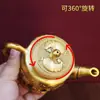 Fábrica de Origen Latón Diseño de Cinco Vacas Adorno de Tetera con Tapa Superior Giratoria, Olla de Cobre para Mesa de Té China, Decoración del Hogar al por Mayor