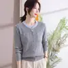 Ropa de primavera y otoño transfronteriza 2026 nueva chaqueta ajustada para mediana edad y ancianos, elegante camiseta de punto básica, suéter versátil
