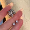 Pendientes Apilados de Circonita Estilo Nuevo 2025, Pendientes Versátiles y de Moda Estilo Ins con Aguja de Plata Chapada en Plata 925