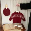 Suéter de Año Nuevo para Niños Otoño e Invierno 2025 Nuevo Moda Infantil Bebé Navideño Grueso de Punto