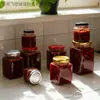 Garrafas Quadradas de Vidro para Molho de Pimenta e Molho de Carne, Seladas para Armazenamento, Adequadas para Geleia e Mel, Podem Ser Cozidas no Vapor e São Resistentes a Altas Temperaturas