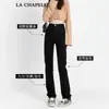 Jeans Rectos Negros para Mujer Otoño e Invierno 2024 Tendencia Versátiles Nuevos de Cintura Alta Pierna Estrecha Ancha Pantalones Tubo con Forro Polar