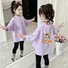 Camiseta Manga Longa Gola Redonda para Meninas 2026 Nova Roupa de Outono Adolescente Super Bonita Top Roupas 100% Algodão Puro Infantil