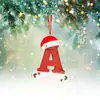 Iniciales Navideñas con Decoración de Letra de Gorro Rojo, Decoración Colgante Navideña DIY, Colgante Personalizado Regalos