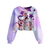 Patrón Transfronterizo Nuevo Grupo Cazador de Brujas K-Pop Sudadera Casual Corta para Chicas Estampado 3D Cuello Redondo Suministro