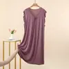 Vestido de Verano Delgado sin Mangas de Encaje con Cuello en V para Mujer, Bata Versátil Suelta de Modal, Vestido para el Hogar Adelgazante de Tallas Grandes