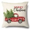 Juego de Fundas de Almohada Transfronterizas para Navidad Europea y Americana, Funda para Cojín de Sofá de Sala de Estar, Funda para Almohada de Cintura con Reno Papá Noel Árbol, Suministro de Fábrica