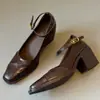 Sapatos Mary Jane Elegantes para o Dia a Dia com Salto Silencioso, Sapatos de Salto Grosso de Couro Macio Retrô, Novos Saltos Altos Retrô para Mulheres