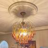 Candelabro Lámpara de Moco de Gota de Agua de Cristal Retro Italiano Vestíbulo Bohemio Sala de Estar Dormitorio Candelabro Americano