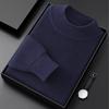 Suéter de punto de algodón de color sólido para hombre, jersey de cuello alto medio Yuanbao con aguja gruesa, camisa de manga larga, ropa cálida para hombre