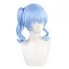 Peruca Cosplay de Idol Streamer Virtual Tongchuan Vtuber Hoshimachi Suisei Azul Gelo Desmontável Rabo de Cavalo Único Cabelo Curto