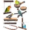 Juego de Juguetes para Loro con Soporte de Madera de Manzana, Combinación de Columpio, Rascador para Periquito y Pájaro del Amor, Soporte para Pájaros de Madera de Manzana