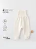 Pantalones para Bebé con Broches, Abertura en la Entrepierna, Protección para la Barriga, Algodón Puro para Primavera y Otoño, Sin Costuras, Amigables con la Piel, Cintura Alta, Pantalones Antifrío para Recién Nacidos