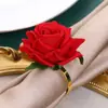Novo Estilo Criativo Flor Rosa Simulada Argola para Guardanapo Dia dos Namorados para Hotel Restaurante Banquete Casamento Decoração Argola para Guardanapo