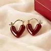 Nuevos Pendientes de Clip con Goteo de Aceite en Forma de Corazón con un Estilo Francés de Lujo Ligero, Pendientes Elegantes Cuadrados con un Diseño Único y Accesorios Versátiles de Acero para Orejas