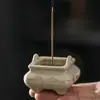 Quemador de Incienso Cerámico de Cuatro Patas Estilo Chino Quemador de Incienso Pequeño para Ceremonia del Té para Uso en Interiores en Casa con Soporte para Cenizas de Plantas para Varillas de Incienso