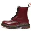 Botas de Trabalho 1460 de Cano Alto para Mulheres, Botas Clássicas de Couro Rígido com Biqueira Aberta no Tornozelo, Botas Unisex de Couro Genuíno Liso, Sapatos de Motocicleta com Bico Redondo
