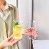 Copo de bambu transparente criativo para uso doméstico com alto teor de borosilicato, resistente ao calor, copo de água, suco de frutas, gelo, estilo americano, matcha latte, xícara de café