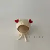 Chapéu de Bebê Primavera e Outono Duplo Amor Super Fofo com Cadarço Proteção para Orelhas Bebê de Poucos Meses Chapéu de Primavera Baotou Verão