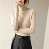 Suéter de Lã Tricotado Gola Alta Slim Fit para Mulheres, Camada Base Tricotada Slim Fit Outono e Inverno, Suéter com Gola Peluda, Branco