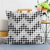 Almohada de Terciopelo Corto a Cuadros Houndstooth de Lujo Ligero Cojín Cuadrado Grande para Respaldo de Sofá de Sala de Estar Funda de Cojín Cuadros Blanco y Negro