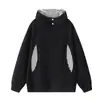 Em estoque, novo modelo outono 2026, algodão chinês de peso pesado 380g, moletom com capuz casual oversized com design de patchwork, W6096-