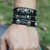 Pulseira de Couro Personalizada com Contas de Novo Estilo Transfronteiriça Tendência Kit DIY Crânio Halloween Pulseira de Couro de Vaca