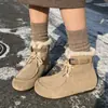 2026 Estilo Bosque Plus Terciopelo Cálido Zapatos Grandes de Algodón Botines Cortos Birken Botas de Nieve para Mujer Botas de Piel Suave Cómodas Hechas a Mano Puras Mujer