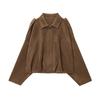 Chaqueta Bomber Europea y Americana de Manga de Murciélago con Cremallera Holgada Textura de Gamuza Tops Casuales para Mujer B6