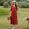 Novo Vestido de Algodão Estiloso para Mães de Meia-Idade, Vestido Longo de Verão com Barra Larga, Algodão Artificial, Roupa de Verão para Mulheres de 50 Anos
