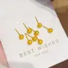 Brincos de Cobre Banhados a Ouro com Acabamento Fosco Luxuoso, Joias Simples de Bolinha Redonda Pequena para Mulheres, Mesmo Estilo das Lojas de Ouro