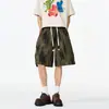 Bermuda de trabalho plissada tie-dye estilo americano para homens, design moderno de verão, calça casual de comprimento médio, shorts de cinco pontas oversized high street