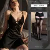 Hermosa Figura Nocturna Suave Sexy Bata de Noche para Mujeres Verano Estilo Delgado con Almohadillas en el Pecho Seda de Hielo Tentación Espalda Hermosa Habitación Privada Camisola de Encaje Bata de Noche