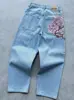 En Stock Transfronterizo Bordado Pesado Y2K Retro Americano Pantalones de Pierna Ancha Hip-Hop Street Sueltos Jeans Unisex